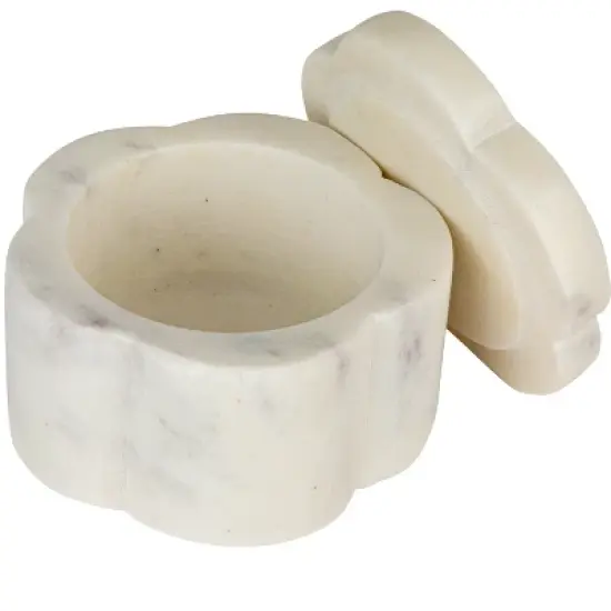 Storied Home Elegant Marble Pinch Pot with Lid, White image {4}