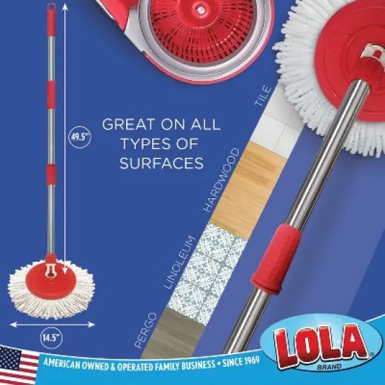 Lola Products Revolution Spin Mop & Bucket System, Braided Mop Head, Durable Alloy Handle, 360 Spinning Action, Great for Any Hard Floor Surface image {4}