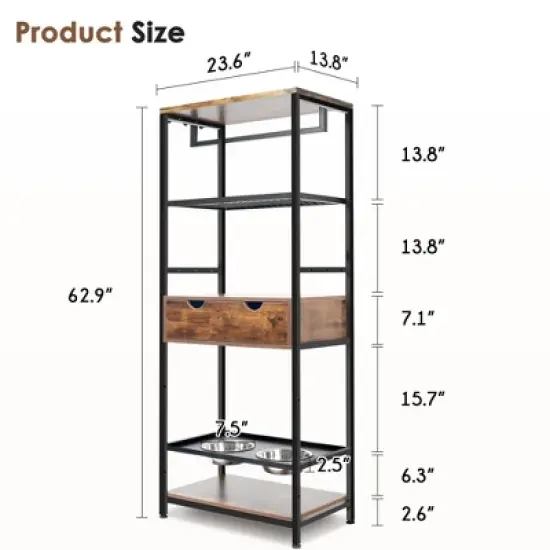 Lyngins Modern Multi-Level Pet Tree Storage Tower for Indoors,Dog/Cat Condo Cabinet with Shelves,Feeding Station image {4}