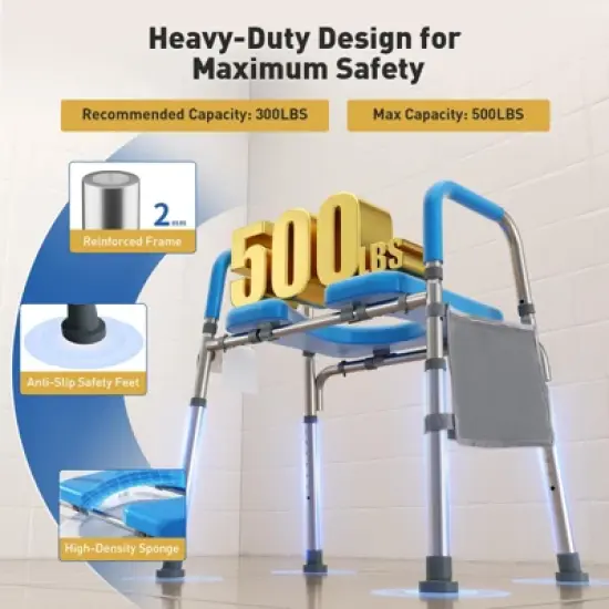 WHLICKS Raised Toilet Seat with Handles, Width & Height Adjustable Toilet SeatRisers for Seniors, Bariatric Elevated Toilet Seat for Elderly image {2}