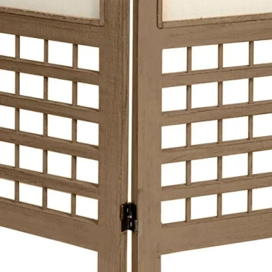 5 1/2 ft. Tall Open Lattice Fabric Room Divider - Burnt Gray (6 Panels) image {2}