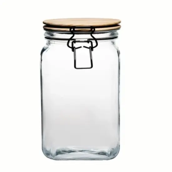 Amici Home Acadia Glass Canister with Wood Lid & Hermetic Seal,, Airtight Lock Lids for Kitchen & Pantry Storage image {3}