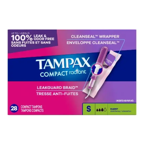 Tampax Compact Radiant Super Absorbency Unscented Tampons - 28ct image {14}