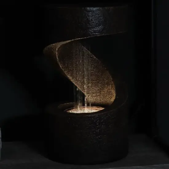 Sunnydaze Indoor Contemporary Decorative Polyresin Winding Showers Tabletop Water Fountain with LED Lights - 13" image {6}