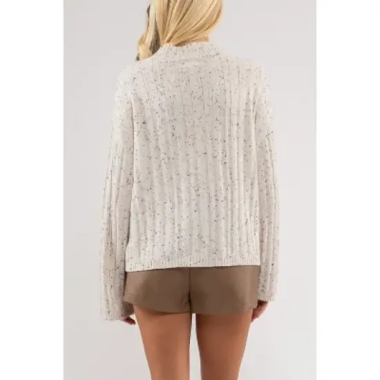 August Sky Women's Mock Neck Speckled Pullover Sweater image {1}