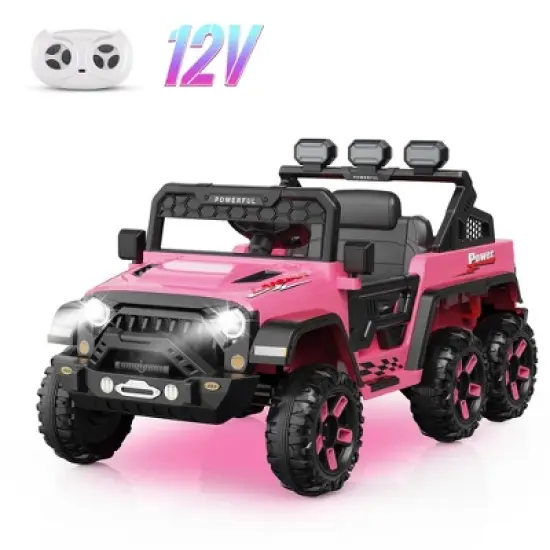 12V Kids Ride-On Truck with Remote Control, 3-Speed Electric Car with Music, LED Lights, Safety Features, Battery Power Wheels Car for Kids image {8}