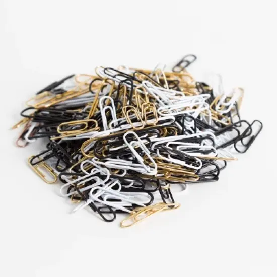 U Brands 280ct Paper Clips in Mason Jar Black/White/Gold: Metal Office Supplies, Teacher Fasteners, Assorted Colors image {3}