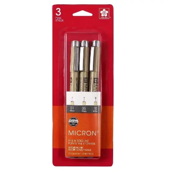 Sakura Pigma Micron Pen Fineliner Gray/Silver Ink 3/Bundle (SAK50163-3) image {1}