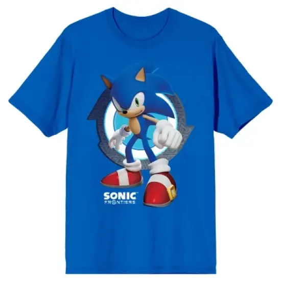 Sonic Frontiers Videogame Hedgehog Logo Men's Royal Blue Short Sleeve Crew Neck Tee image {2}