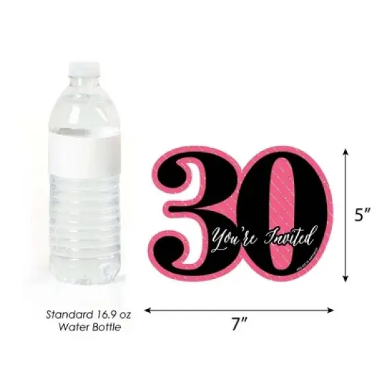 Big Dot of Happiness Chic 30th Birthday - Pink, Black and Gold - Shaped Fill-in Invites - Birthday Party Invitation Cards with Envelopes - Set of 12 image {4}