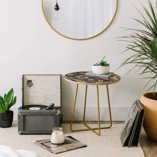 Marta Barragan Camarasa Tropical Night Heat Side Table Round Black/Gold - Deny Designs image {1}