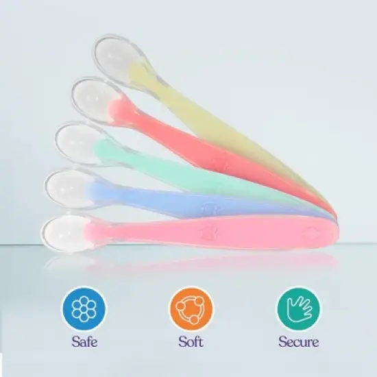 Sperric Silicone Baby Spoon First Stage - Soft & Gentle on Gums Infant Feeding Spoon, Set of 5 BPA Free Silicone Toddler Spoons image {2}