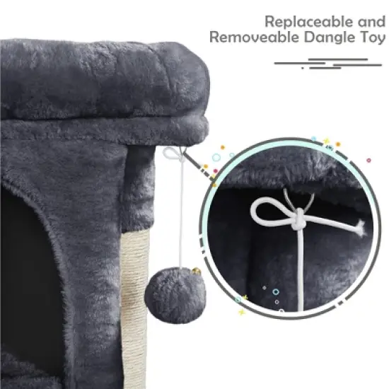 Yaheetech 23.5" Small Cat Tree Condo with Plush Perch image {6}