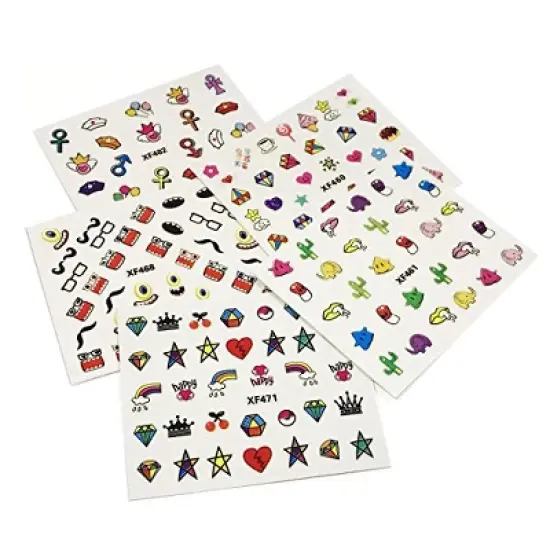 Wrapables Funky Monsters Funky Patterns Nail Stickers Nail Art 3d Nail Decals, 10 sheets (300+ nail stickers) image {3}