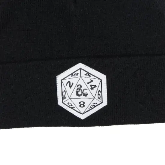 Dungeons and Dragons Beanie d20 Dice Cuff Kit Beanie Hat Skull Cap Black image {2}
