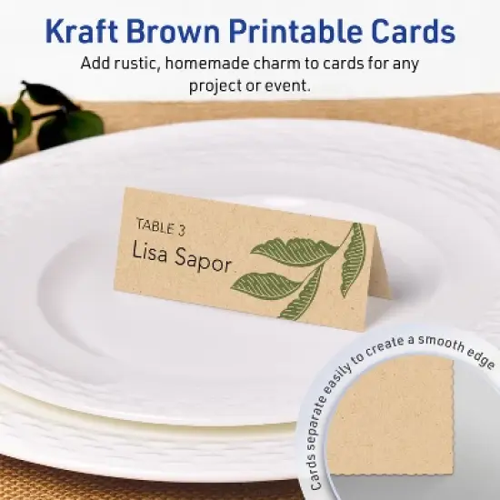 Avery Printable Place Cards, 1-7/16" x 3.75", Kraft Brown, 60ct image {1}