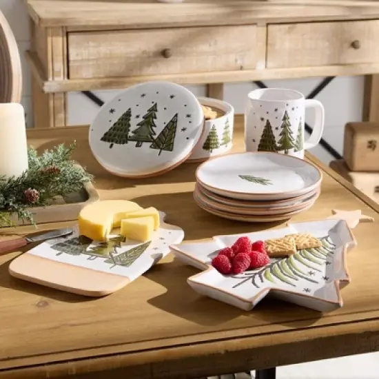 Melrose Ceramic Pine Tree Plate (Set of 4) image {6}