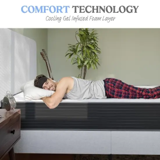 Emma and Oliver 10 Inch Hybrid Mattress, High Density Cooling Foam and Pocket Spring Mattress in a Box, CertiPur-US Certified Foam, White/Black image {10}