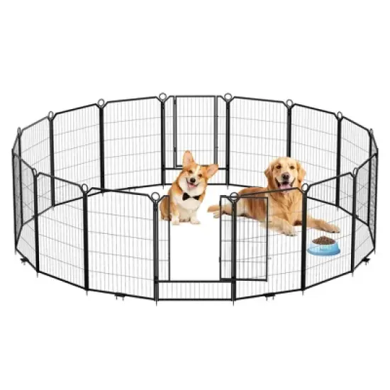 Dog Playpen for Yard, 24/32/40 Inch Metal Dog Fence 8/12/16 Panels for Large/Medium/Small Dogs Indoor & Outdoor image {10}