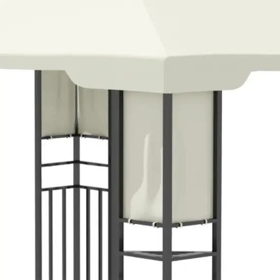 Outsunny 13' x 10' Patio Gazebo Outdoor Canopy Shelter with Double Vented Roof, Storage Shelves, Steel Frame for Lawn, Backyard and Deck image {4}