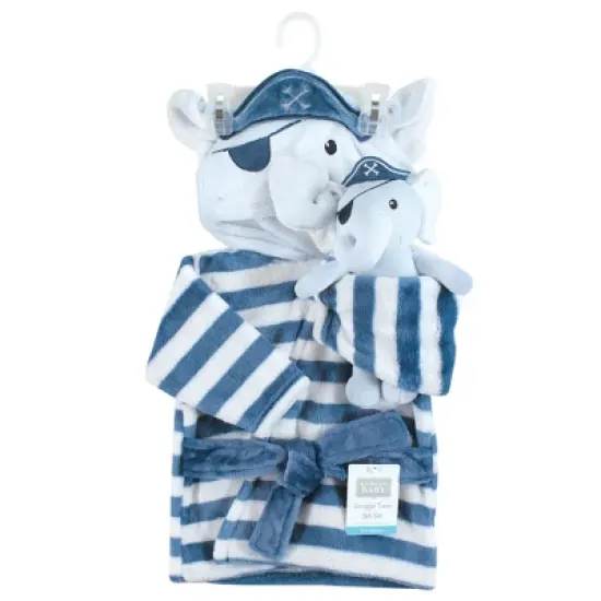 Hudson Baby Infant Boy Plush Bathrobe and Toy Set, Pirate Elephant, One Size image {1}