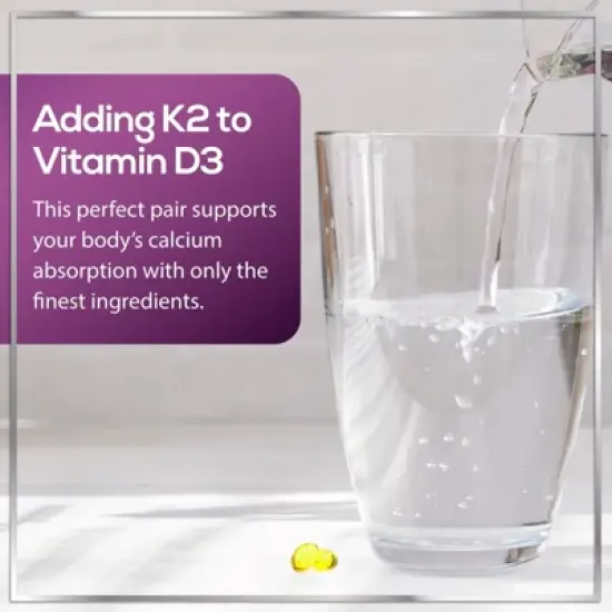 Vitamin D3 5000 IU with K2 100mcg - Complex Softgels Bone Teeth & Immune Support - 240 Softgels;120 Softgels image {6}