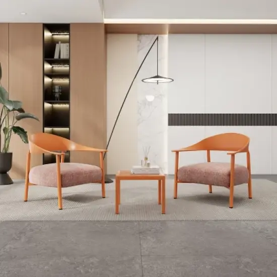 3-Piece Patio Conversation Set with 2 Cushioned Chairs and Coffee Table, Small Space Outdoor Furniture for Balcony or Porch-The Pop Home image {7}