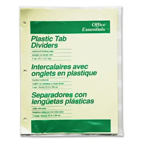 Office Essentials Plastic Insertable Dividers 5-Tab Letter 11466 image {3}