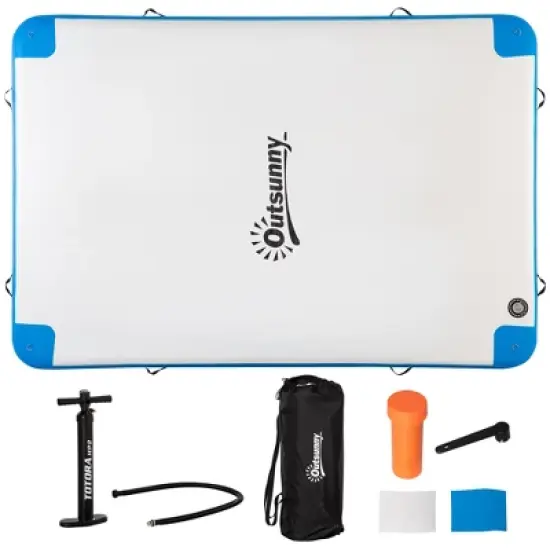 Outsunny Water Inflatable Floating Dock, Rafting Platform Island, Large Mat with Air Pump & Backpack, for Pool, Beach, Ocean, White image {7}