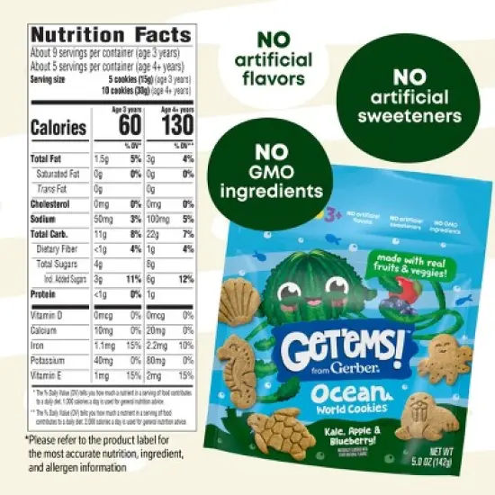 Get'ems! from Gerber Ocean World Crackers Kids Snacks - Kale Apple Blueberry image {7}