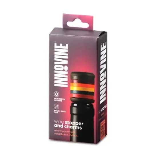 Innovine Wine Stopper & Decorative Glass Charms, Food-Safe Silicone, Fits Corked and Screw-Top Bottles, 7-Piece Set, Vibrant Colors image {5}