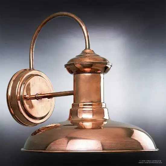 Urban Ambiance Luxury Luxe Industrial Outdoor Wall Light,  10.75"H x 10"W,  Solid Copper Finish, UHP1023 image {2}