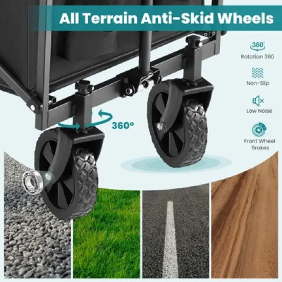 DOMETOUR Collapsible Folding Wagon Cart with Wheels, 250lbs Foldable Utility Heavy Duty Wagons Carts for Grocery Sports Garden Shopping Camping image {5}