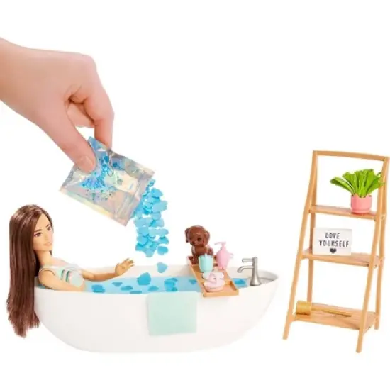 Barbie Doll & Bathtub Playset - Confetti Soap & Accessories - Brunette image {1}