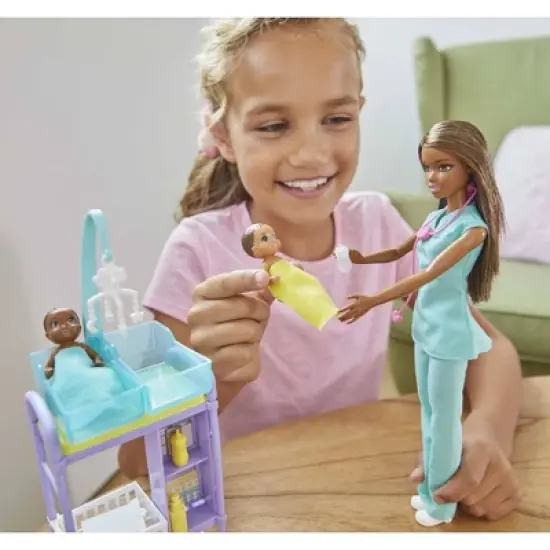 Barbie You Can Be Anything Baby Doctor Brunette Doll and Playset image {1}