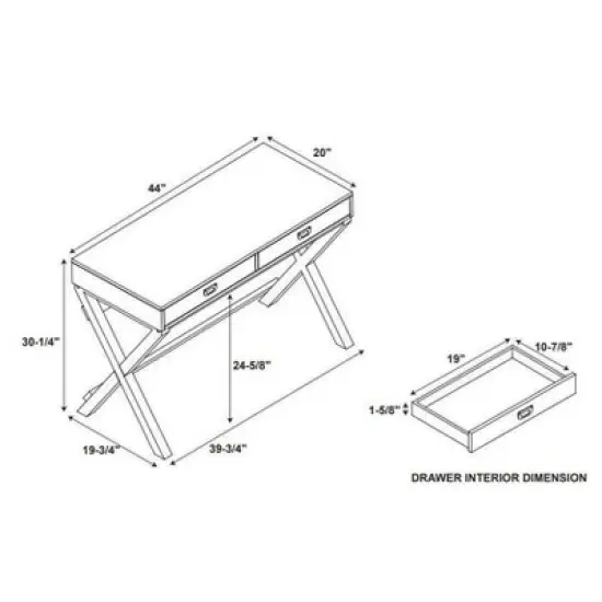 Peggy Wood Writing Desk with Drawers - Linon image {8}