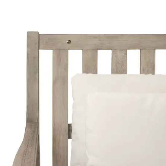 Whisen Outdoor Daybed, Patio Daybed with Four Pillows, Wooden Outdoor Bed with Curved Armrests image {14}