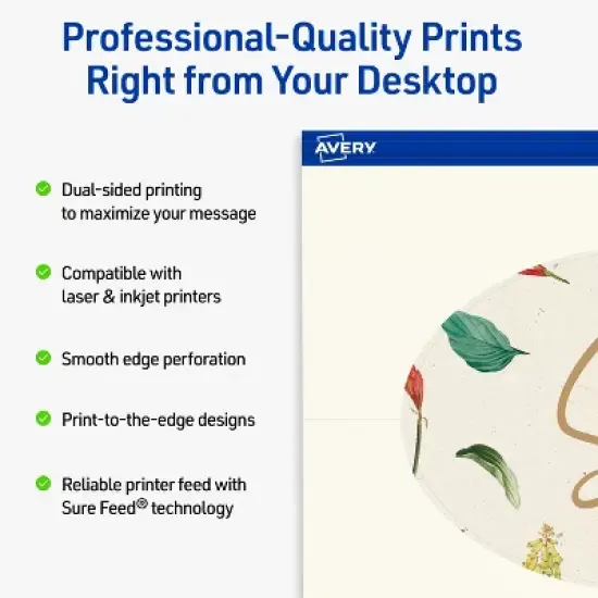 Avery Oval Flat Cards, 4" x 6", Matte Ivory, 20 Total image {1}