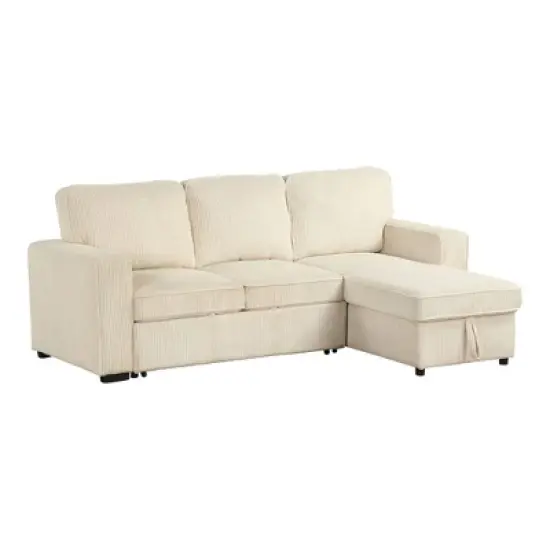 HOMES: Inside + Out Paeke Sleeper Sectional Sofa Corduroy with Storage Chaise and Reversible image {4}