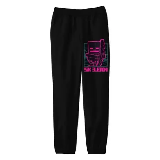 Minecraft Neon Skeleton Line Art Boy's Black Sweatpants image {4}