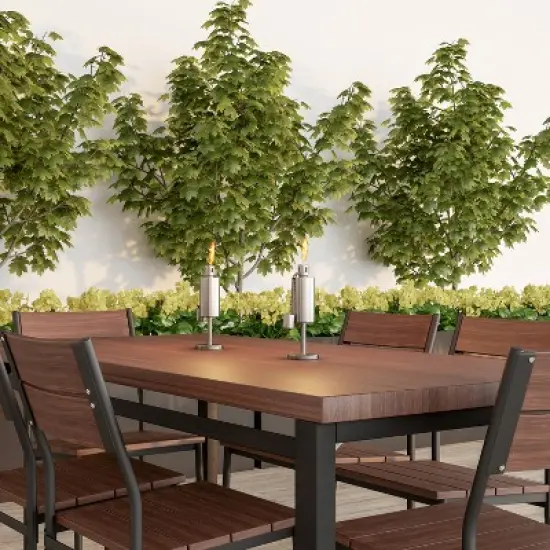 Tabletop Stainless Steel Outdoor Torch Lamp - Fuel Canister Flame Light for Citronella with Fiberglass Wick for Backyard, Patio by Nature Spring image {3}