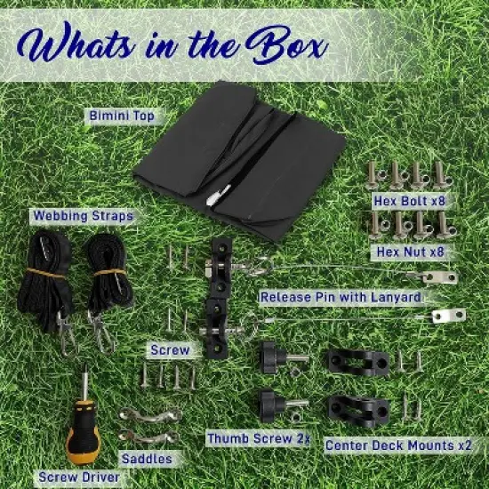 SereneLife 4 Bow Bimini Top Boat Cover - Gray - Waterproof & UV Resistant image {5}