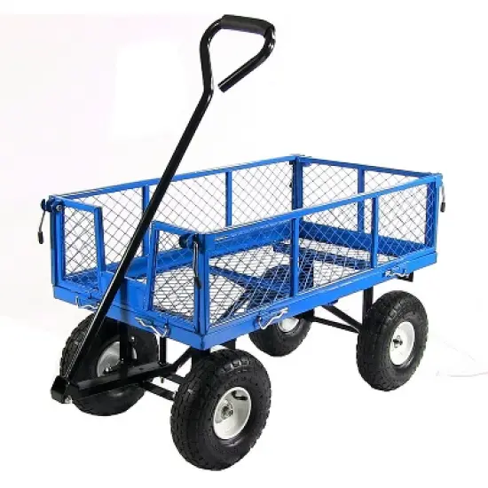Sunnydaze Outdoor Lawn and Garden Heavy-Duty Durable Steel Mesh Utility Wagon Cart with Removable Sides image {13}