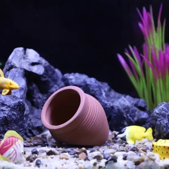 Unique Bargains Ceramic Aquarium Hideaway Rock Cave Fish Tank Decoration Red Brown 2.91"x2.87"x2.91" image {2}