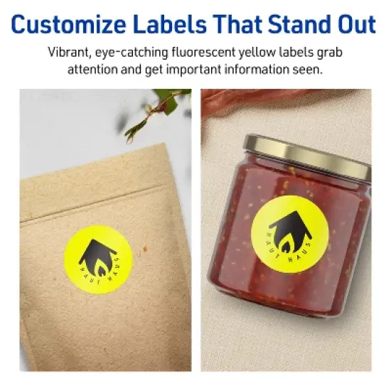 Avery Neon Yellow Paper Labels, 1.5" Diameter Round image {2}