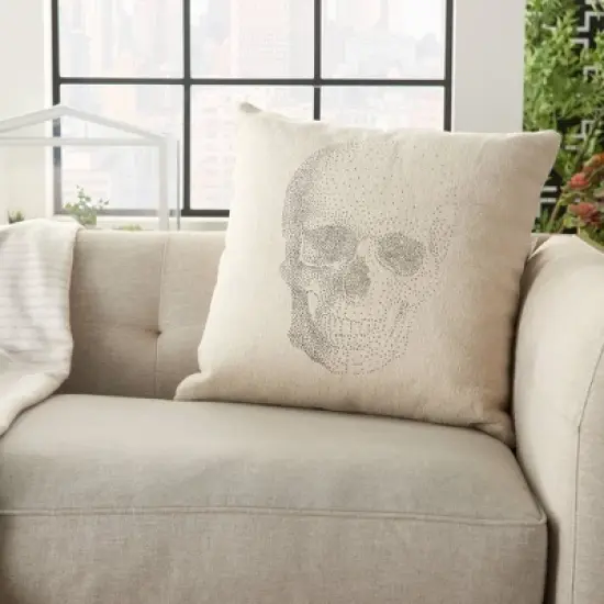 20"x20" Oversize Life Styles Printed Skull Square Throw Pillow Natural - Mina Victory image {1}