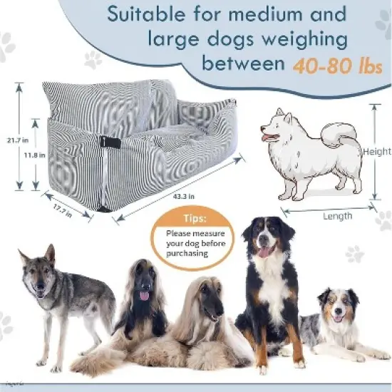 Dog Car Booster Seat for Large Dogs - Elevated Pet Seat with Safety Belt, Non-Slip Base, and Storage Pockets for Car Travel image {5}