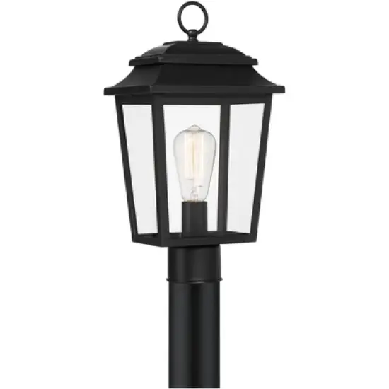 John Timberland Bellis Verde 16" High Traditional Outdoor Post Mount Light Fixture Pole Porch Waterproof Textured Black Metal Clear Glass Shade image {7}