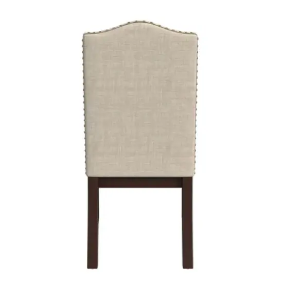 HomePop Set of 2 Scalloped Back Dining Chairs Beige: Upholstered, Plywood Frame, Spot Clean, Polyester image {3}