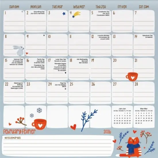 Trends International 2026 Family Bilingual French 12"x12" Family Calendar image {2}